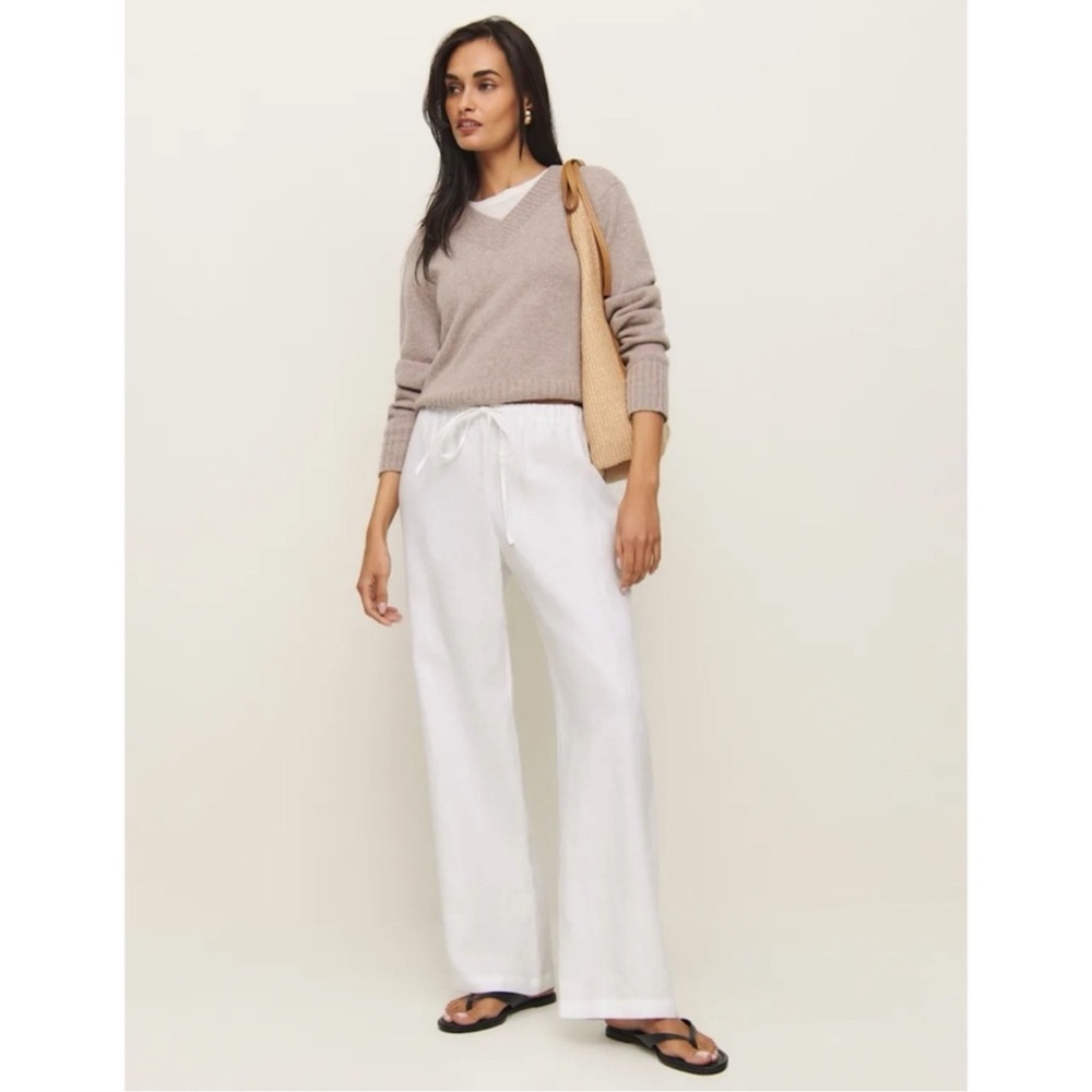 NWT Reformation Olina Linen Pants White Small - Picture 11 of 11